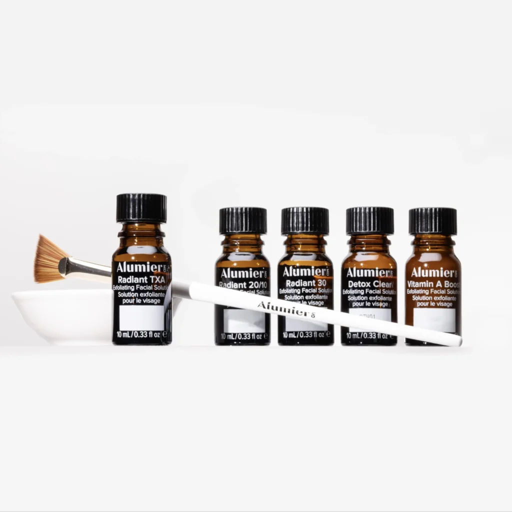 Selection of exfoliating solutions peels detox clear for acne